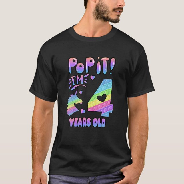 4e födelsedagen Unicorn Fidget Pop it Birthday Gir T Shirt (Framsida)