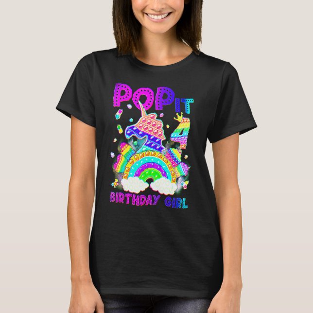 4e födelsedagen Unicorn Fidget Pop it Birthday Gir T Shirt (Framsida)