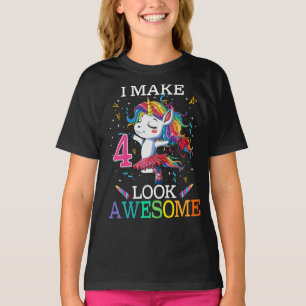 4e födelsedagen Unicorn Gift Shirt jag gör 4 utkik T Shirt