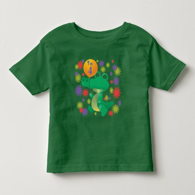 4e födelsedagenalligator t-shirt (Framsida)