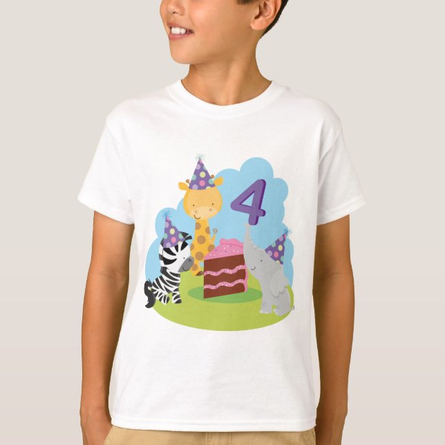 4e födelsedagenSafari Tee Shirt (Framsida)