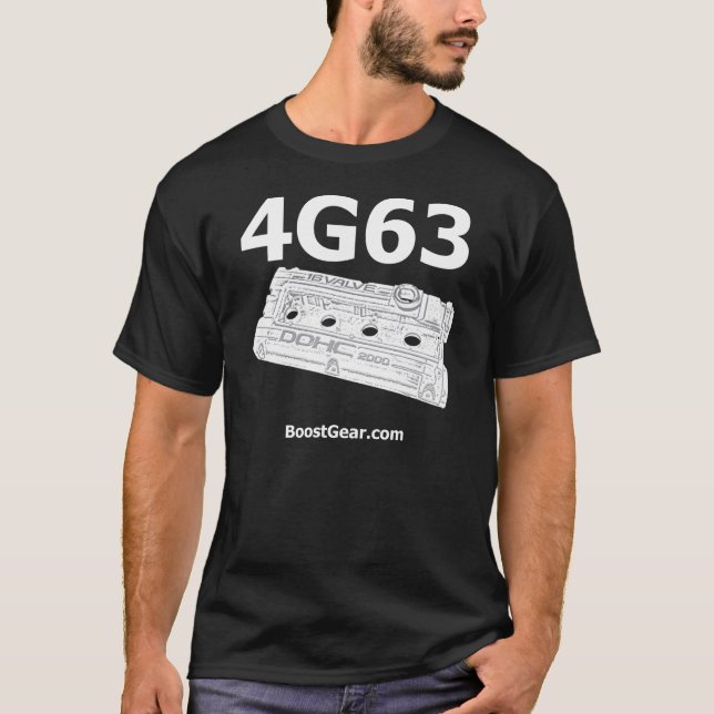 4G63 skjorta - Valvecover strålkastare vid Tee Shirt (Framsida)