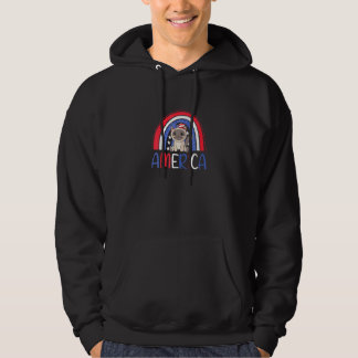 4H Of July American Cat For Kids Cute USA Rainbow  Hoodie