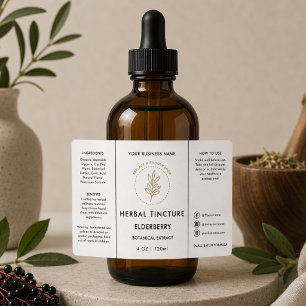4oz Oljedropparflaska Tinktur Logotyp Etikett Fraktsedel