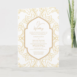 4page Guld Ornate WEDDING-program Modern Kort