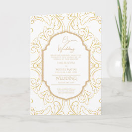 4page Guld Ornate WEDDING-program Modern Kort