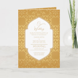 4page Guld Ornate WEDDING-program Modern Kort