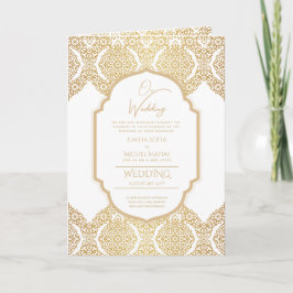 4page Guld Ornate WEDDING-program Modern Kort