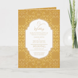 4page Guld Ornate WEDDING-program Modern Kort