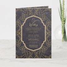 4page Guld Ornate WEDDING-program Modern