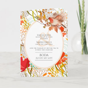 4pg spansk BODA-inbjudan höstlöv Robin Kort