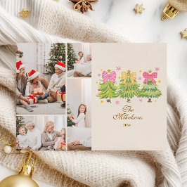 4Photo Bright Ribbon Trees Holiday Family Julkort