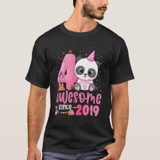 4Th 4 Yr Old Panda Awesome Since 2019 T Shirt
