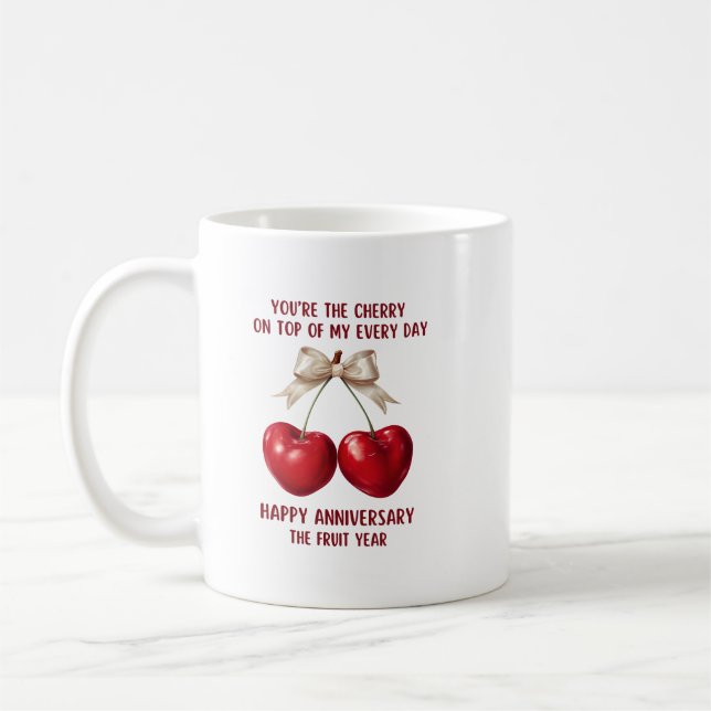 4th Anniversary Card, Fruit Anniversary Ornament Kaffemugg (Vänster)