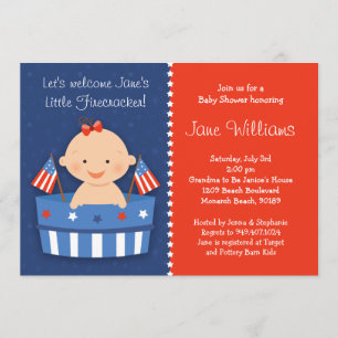 4th av den Juli baby showerinbjudan Inbjudningar
