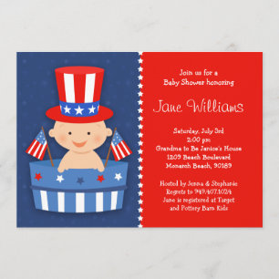 4th av den Juli baby showerinbjudan Inbjudningar