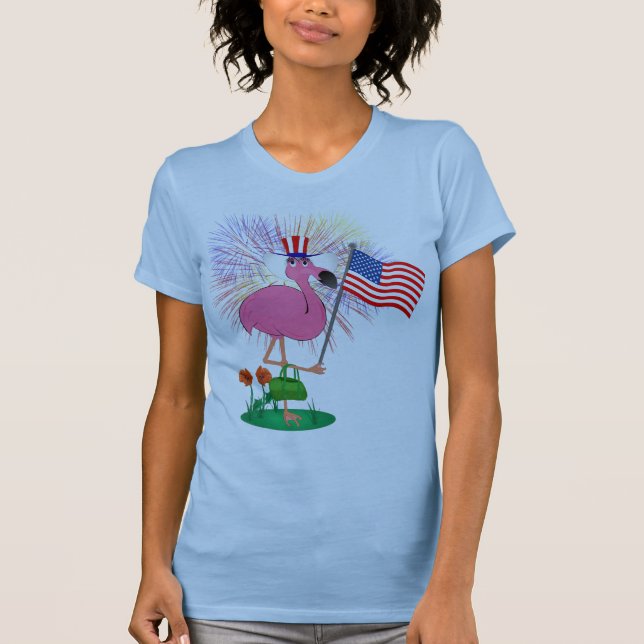 4th av den Juli Flamingoskjortan Tee Shirt (Framsida)