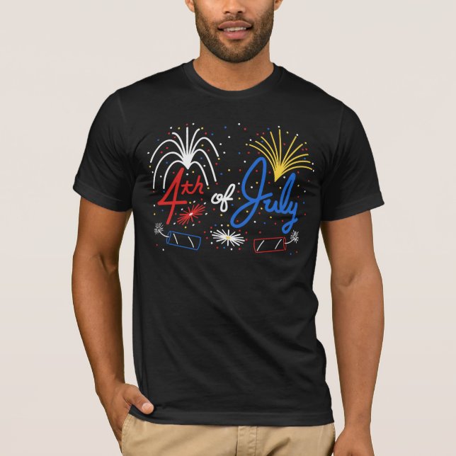 4th av den Juli fyrverkerit-skjortan T Shirt (Framsida)