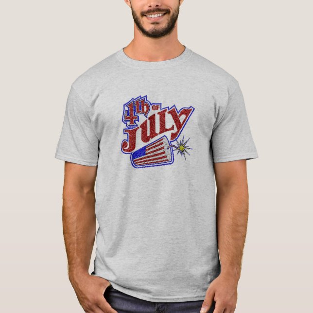 4th av den Juli fyrverkeriT-tröja T-shirt (Framsida)