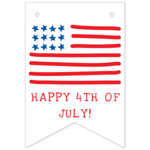 4th av den Juli hand plockadeamerikanska flaggan Vimplar