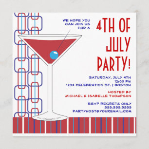 4th av den Juli Martini cocktailpartyinbjudan Inbjudningar