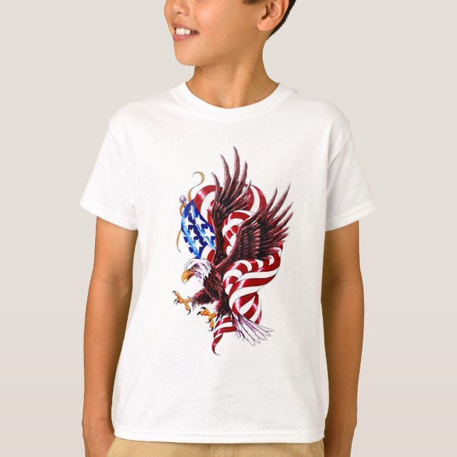 4th av den Juli örn- och amerikanska Tee (Framsida)
