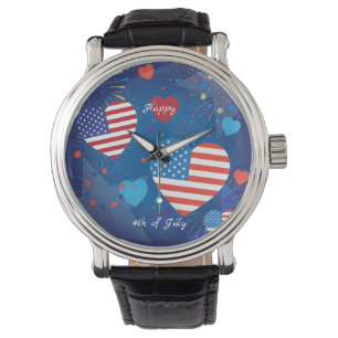 4th av den patriotiska anpassningsbar för Juli Armbandsur