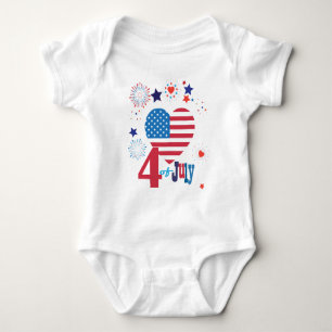 4th av den patriotiska flagga för hjärta för Ju T Shirt
