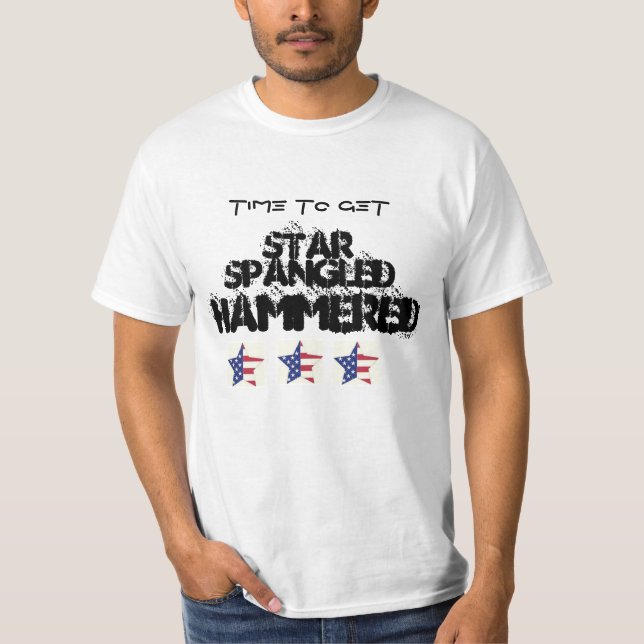 4TH AV den SPANGLED JULI STJÄRNAN BULTAD Tee (Framsida)