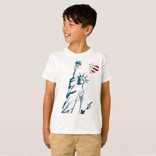 4th av flagga för US för hjärta för Juli T Shirt