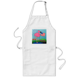 4th av förklädet för Juli FlamingoBBQ Långt Förkläde