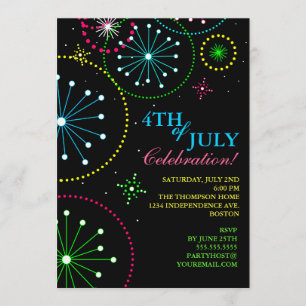 4th av inbjudan för Juli fyrverkeriparty