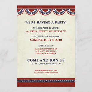 4th av inbjudningar för party för Juli