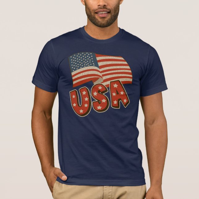4th av Juli USA T-tröja T Shirt (Framsida)