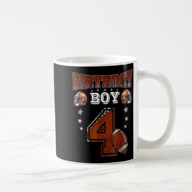 4th Birthday Boy Football Lover Theme 4 Years Old  Kaffemugg (Höger)