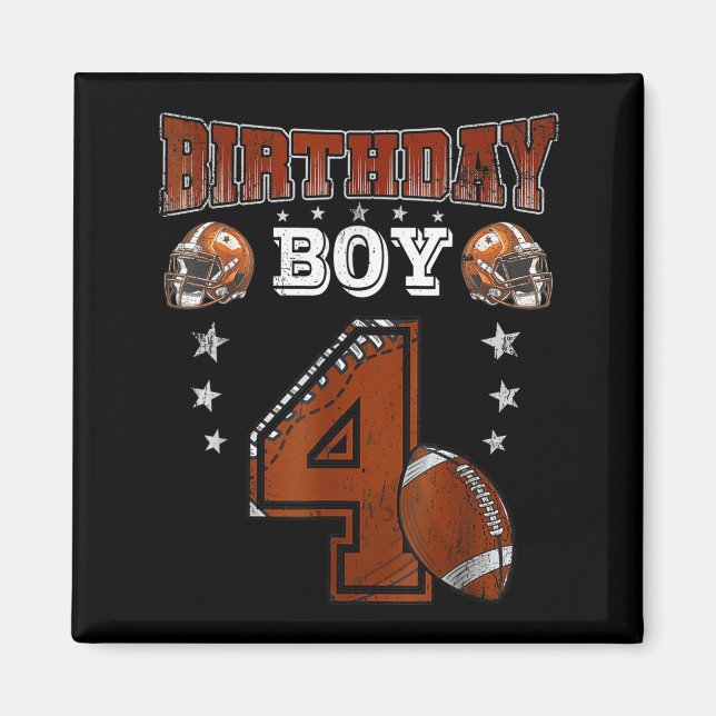 4th Birthday Boy Football Lover Theme 4 Years Old  Magnet (Framsidan)