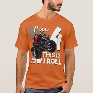 4th Birthday Boy Monster Truck 4 Years Old Gift T Shirt