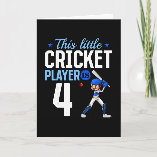 4th Birthday Cricket Player  Kort (Framsida)