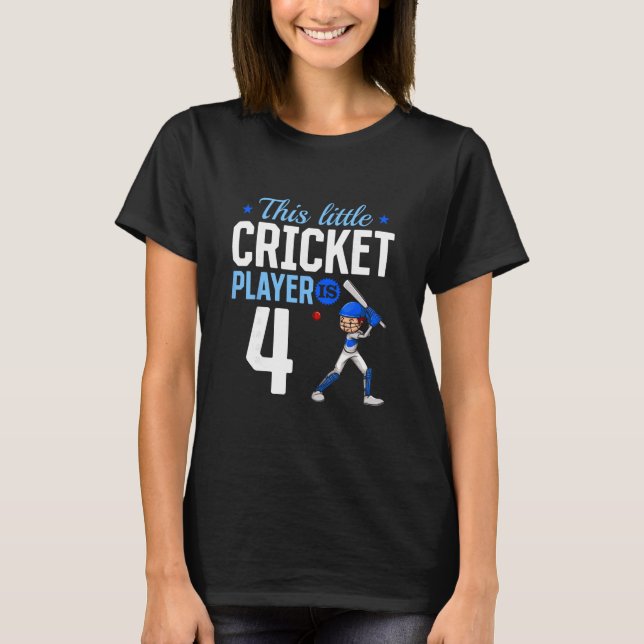 4th Birthday Cricket Player  T Shirt (Framsida)