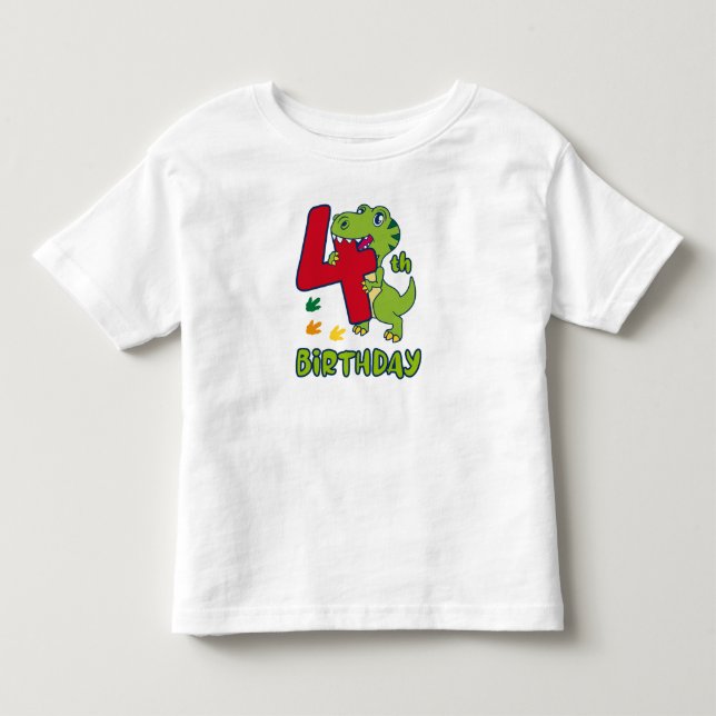 4th birthday dinosaur  t shirt (Framsida)