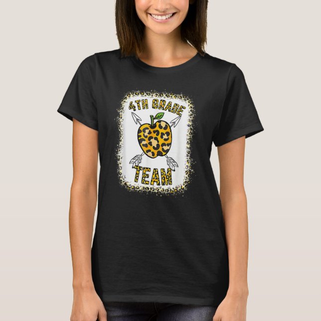 4th Fourth Grade Team Leopard Teacher Student Back T Shirt (Framsida)