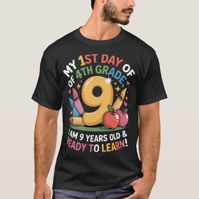 4th Grade Back to First Day of School  Boys Girl v T Shirt (Framsida)