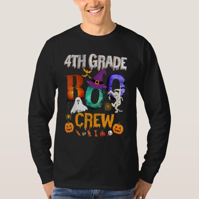 4th Grade Boo Crew Teacher Student  Halloween Cost T Shirt (Framsida)