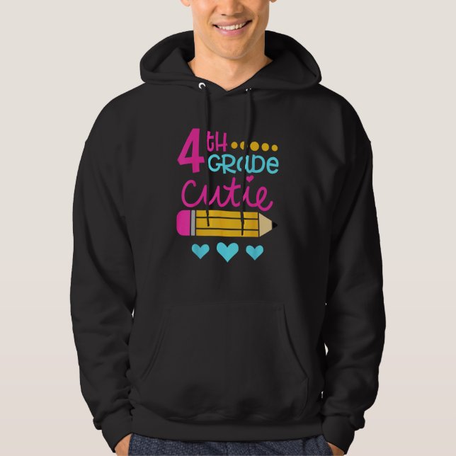 4th Grade Cutie First Day of School Back to School Hoodie (Framsida)