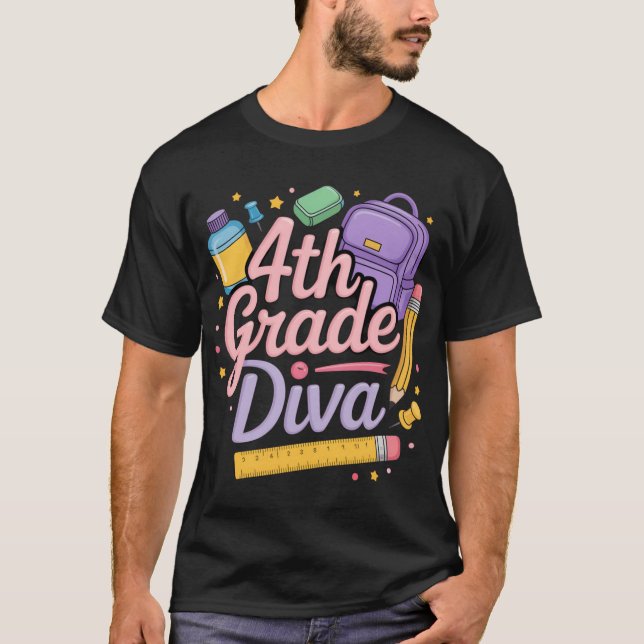 4th Grade Diva  First Day of School Girl Clothes G T Shirt (Framsida)