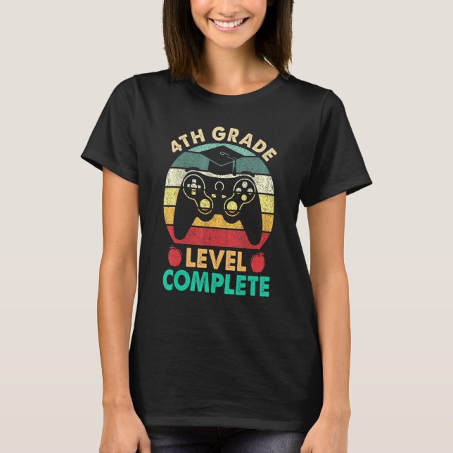 4th Grade Graduation Level Complete Video Gamer St T Shirt (Framsida)