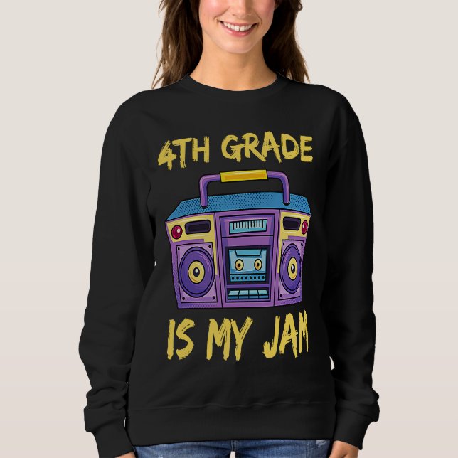 4th Grade Is My Jam School Retro 80s Boombox Stude T Shirt (Framsida)