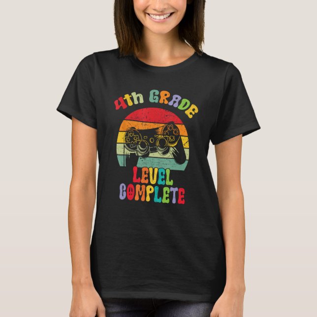 4th Grade Level Complete groovy Last Day Of School T Shirt (Framsida)