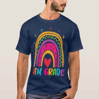 4th Grade Rainbow Teacher Student Back To School  T Shirt