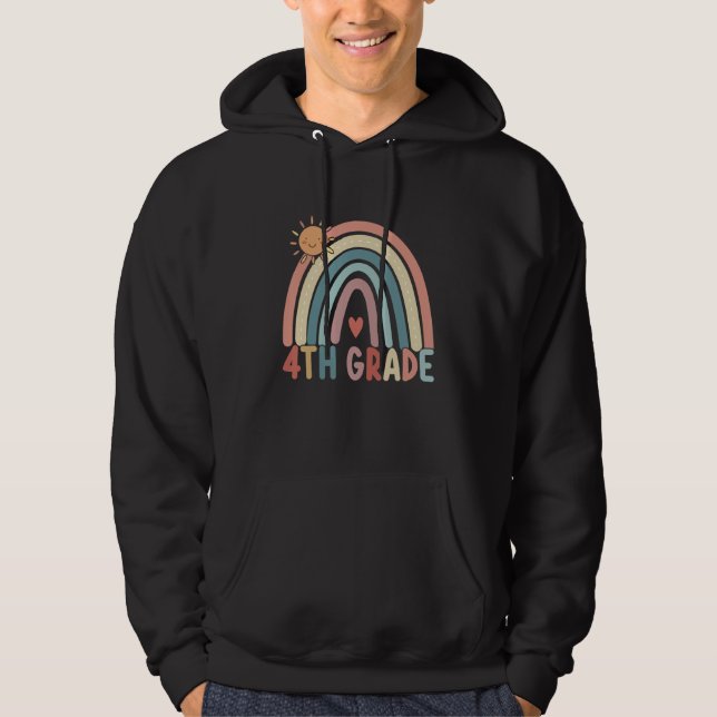 4th Grade Rainbow Team Fourth Grade Teacher Boho R Hoodie (Framsida)